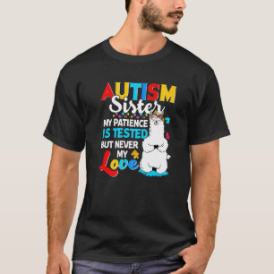 Proud Autism Sister Llama Puzzle Autism Sister Awa T-Shirt