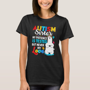 Proud Autism Sister Llama Puzzle Autism Sister Awa T-Shirt