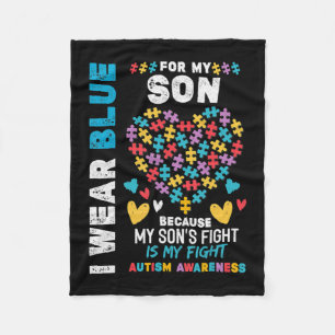 Proud Autistic Dad, I Wear Blue for my Son Autism Fleece Blanket