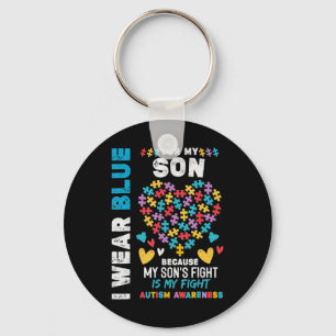 Proud Autistic Dad, I Wear Blue for my Son Autism Keychain