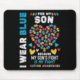 Proud Autistic Dad, I Wear Blue for my Son Autism Mouse Pad