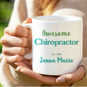 Proud Awesome Chiropractor Teal Green Design Coffee Mug