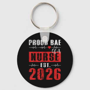 Proud Bae of a Nurse Est 2026 New Graduate RN GF Keychain