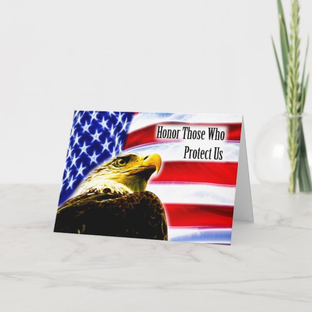 Proud Bald Eagle general Veterans Day greeing card (Front)