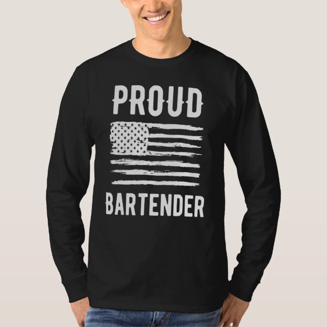Proud Bartender Profession American Flag T-Shirt (Front)
