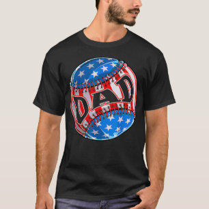 Proud Baseball Dad American Flag Baseball Softball T-Shirt