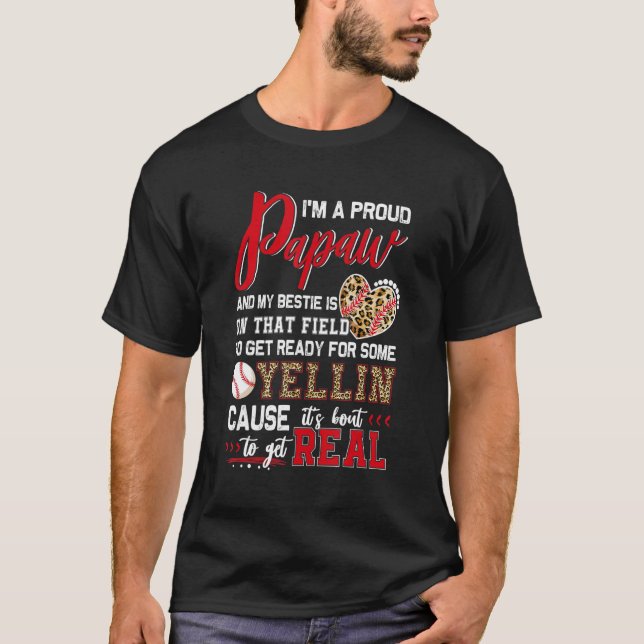 Proud Baseball Papaw Baseball Family Matching T-Shirt (Front)