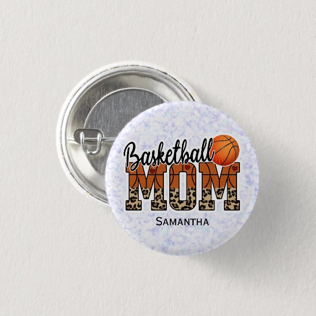 Proud Basketball Mom - Court-Side Champion 1 Inch Round Button (Front & Back)