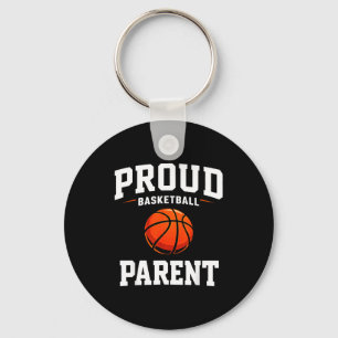 Proud basketball parent funny mom dad court game keychain