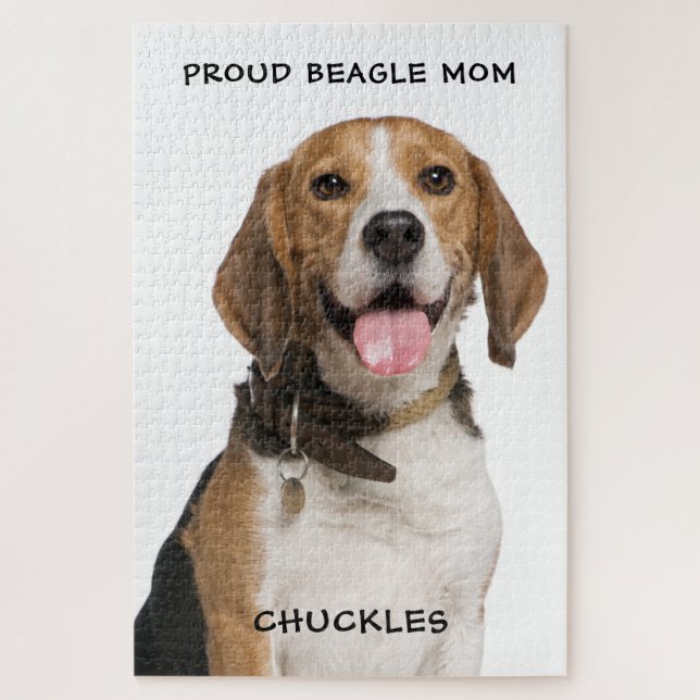 Proud Beagle Mom Personalized Pet Dog Photo Jigsaw Puzzle (Vertical)