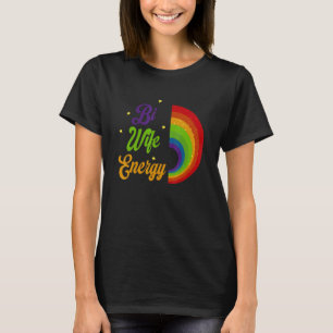 Proud Bi Wife Energy LGBTQ Retro Vintage Rainbow C T-Shirt