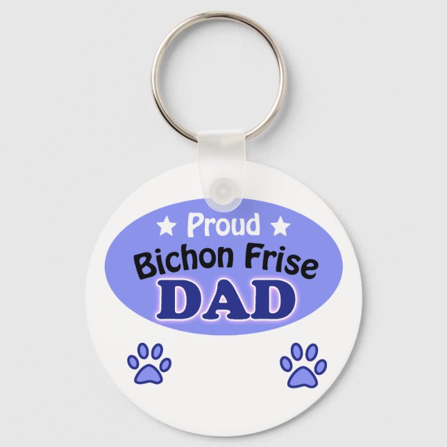 Proud Bichon Frise Dad Keychain (Front)