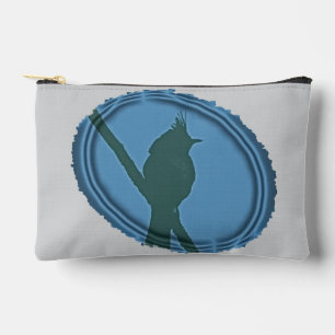 Proud Bird Nerd Blue Grey Silhouette Birder Accessory Pouch