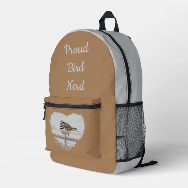 Proud Bird Nerd Coastal Photo Birdwatching Birder Printed Backpack (Back Corner Right)