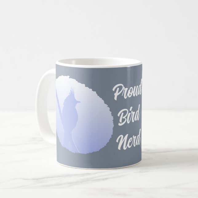 Proud Bird Nerd Light Blue Bird Silhouette Coffee Mug (Front Left)