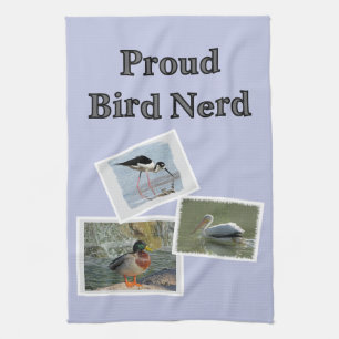 Proud Bird Nerd Scrapbook Style Bird Photos Kitchen Towel