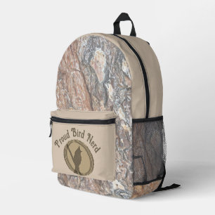Proud Bird Nerd Silhouette Tree Wood Birder Printed Backpack