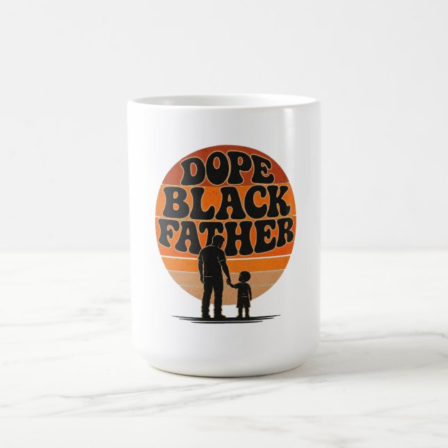  Proud Black Father & Son Retro Sunset Design  Coffee Mug (Center)
