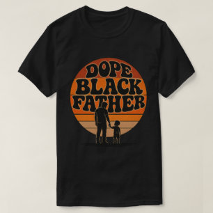  Proud Black Father & Son Retro Sunset Design  T-Shirt