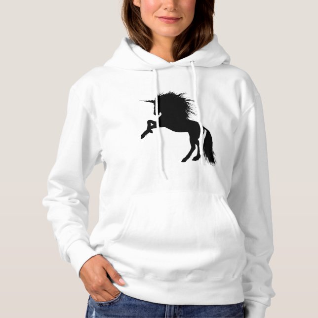 Proud Black Unicorn Silhouette Fantasy Animal, ZKA Hoodie (Front)