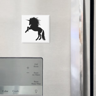 Proud Black Unicorn Silhouette Fantasy Animal, ZKA Magnet