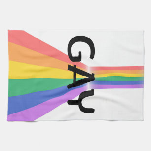 Proud & Bold – "GAY" Typography with Radiant Verti Kitchen Towel