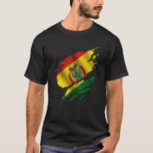 Proud Bolivian Root Torn Ripped Bolivia Flag T-Shirt