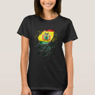 Proud Bolivian Roots Torn Ripped Bolivia Flag T-Shirt