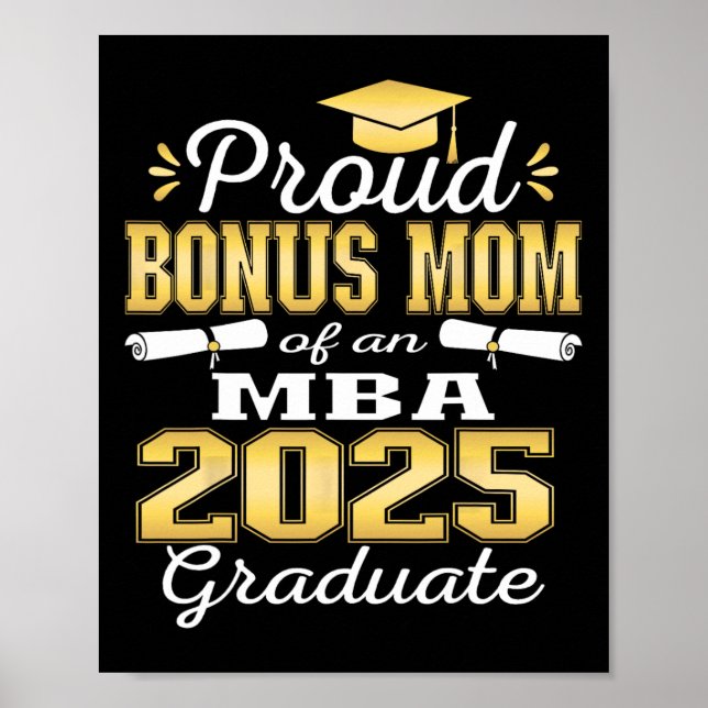 Proud Bonus Mom Of Cl Of 2025 M Graduate Grad Fami Poster (Front)