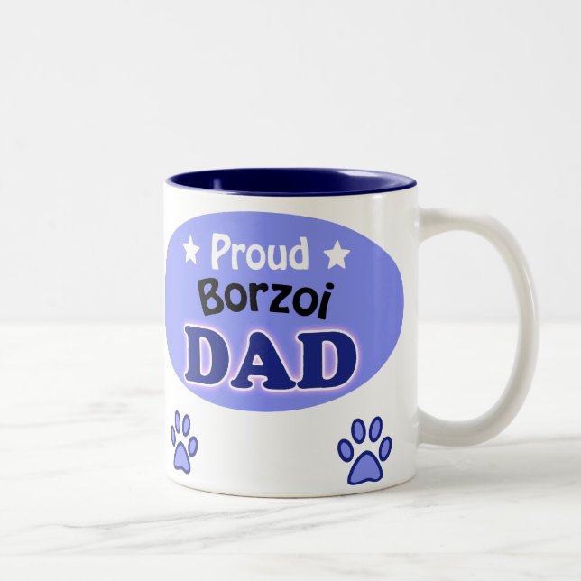 Proud Borzoi Dad Two-Tone Coffee Mug (Right)
