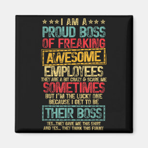 Proud Boss Employee Appreciation Retro Design For Magnet