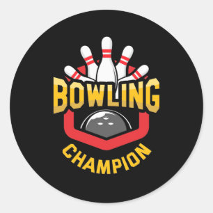 Proud Bowling Champion Classic Round Sticker
