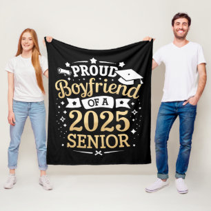 Proud Boyfriend Of A 2025 Graduate Graduation Fleece Blanket