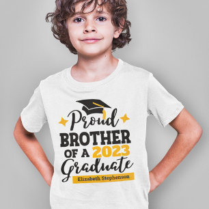 Proud Brother 2022 graduate black gold cap name T-Shirt