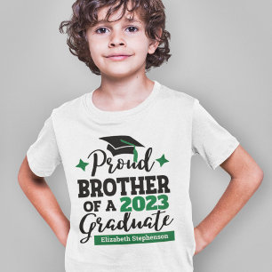 Proud Brother 2022 graduate black green name T-Shirt