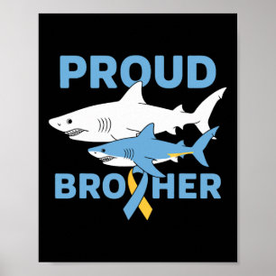 Proud Brother Autism Awareness Shark Support Ribbo Poster