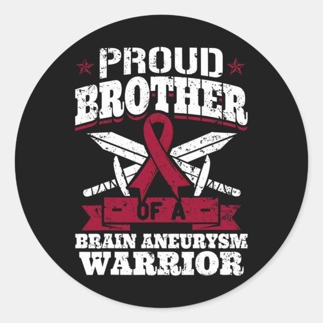 Proud Brother Of A Brain Aneurysm Warrior Awarenes Classic Round Sticker (Front)