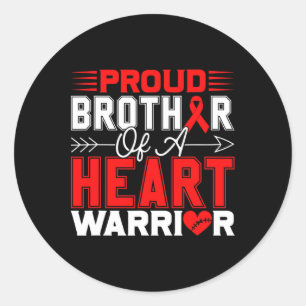 Proud Brother Of A Heart Warrior Heart Disease Awa Classic Round Sticker
