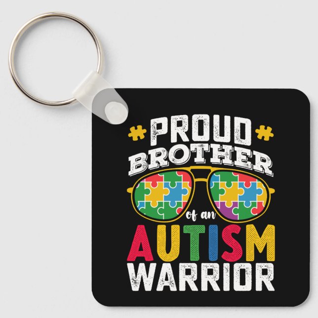 Proud Brother Of An Autism Warrior Family Keychain (Front)