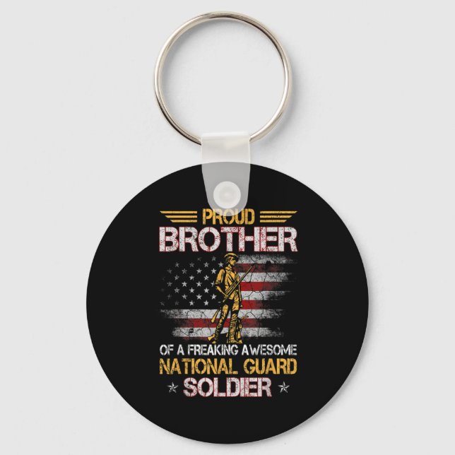 Proud Brother Of National Guard Soldier Veterans D Keychain (Front)