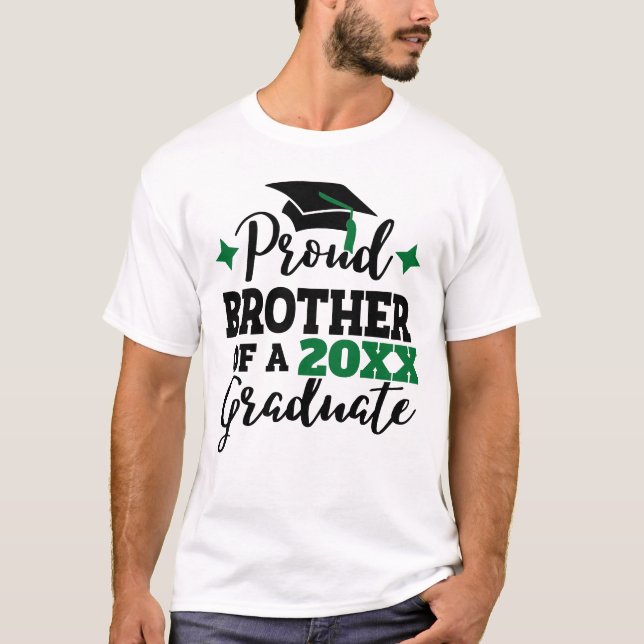 Proud Brother of the graduate black green cap T-Shirt (Front)