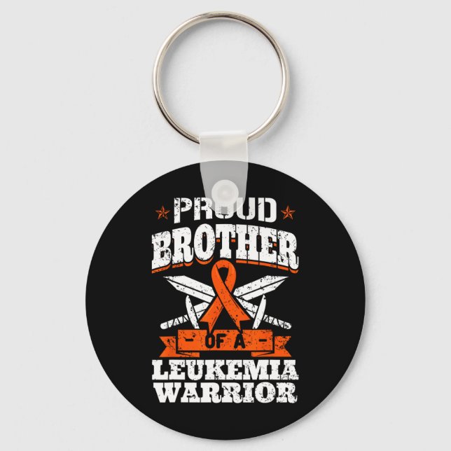 Proud Brotther Of A Leukaemia Warrior Bro Awarenes Keychain (Front)
