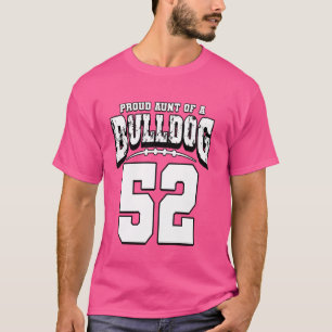 Proud Bulldog Football Aunt Of Player 52 T-Shirt