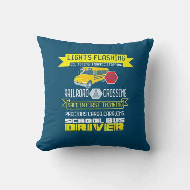 Proud Bus Driver Throw Pillow (Front)