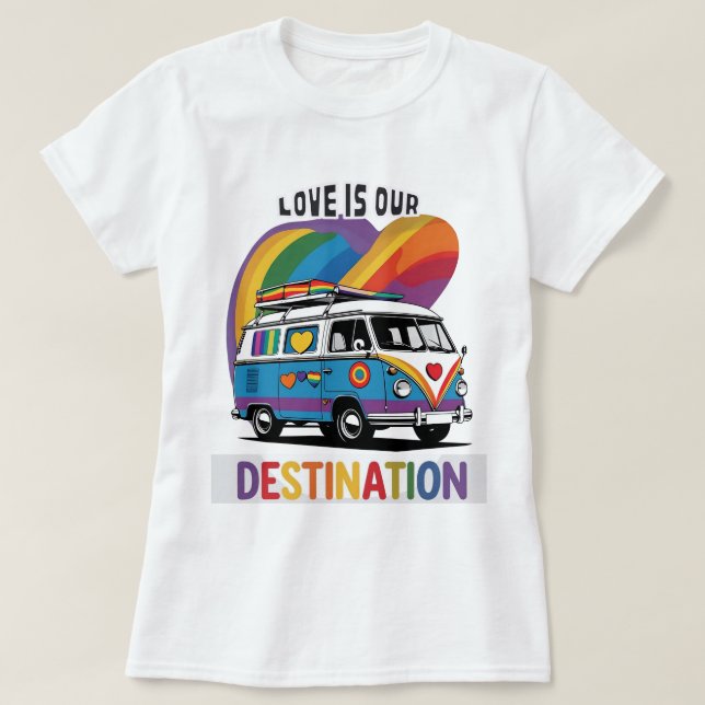 Proud Camper – Rainbow RV Pride T-Shirt (Design Front)