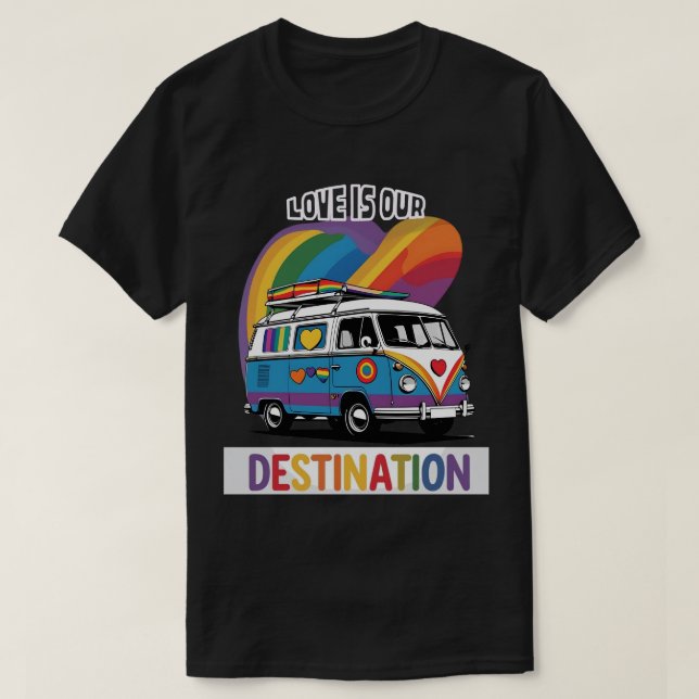 Proud Camper – Rainbow RV Pride T-Shirt (Design Front)