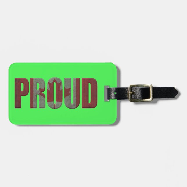 Proud Canada flag Personalized neon  Luggage Tag (Front Horizontal)