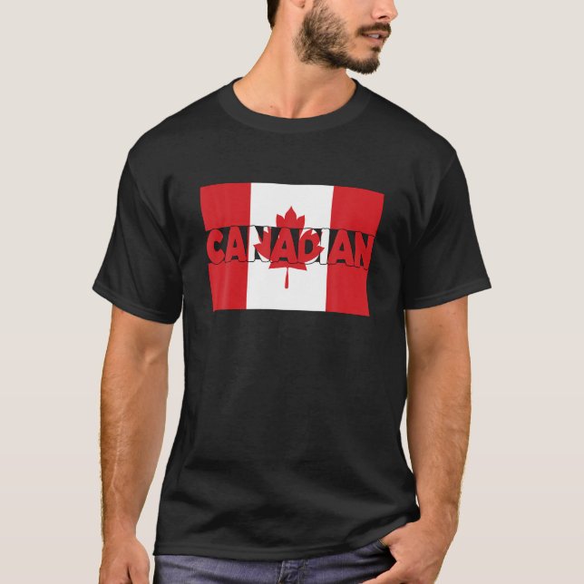 Proud Canadian Flag Canada Day Canadian Roots T-Shirt (Front)