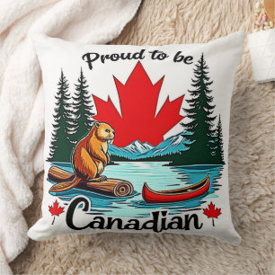 Proud Canadian Nature Throw Pillow