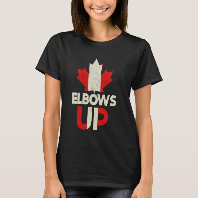 Proud Canadian Strong Canada Elbows Up Canada Est  T-Shirt (Front)